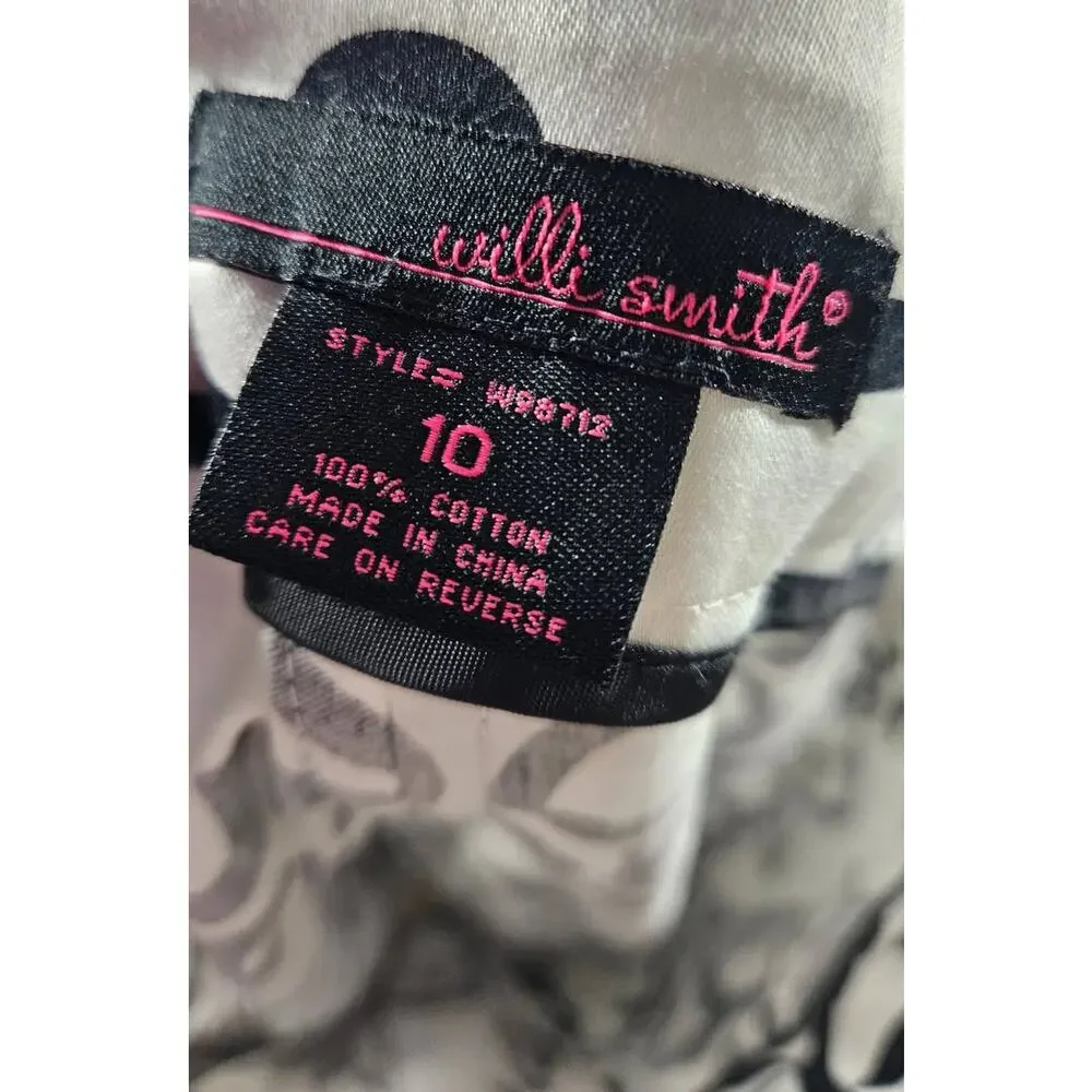 Willi Smith‎ Womens Cotton Flared Skirt Black White Size 10